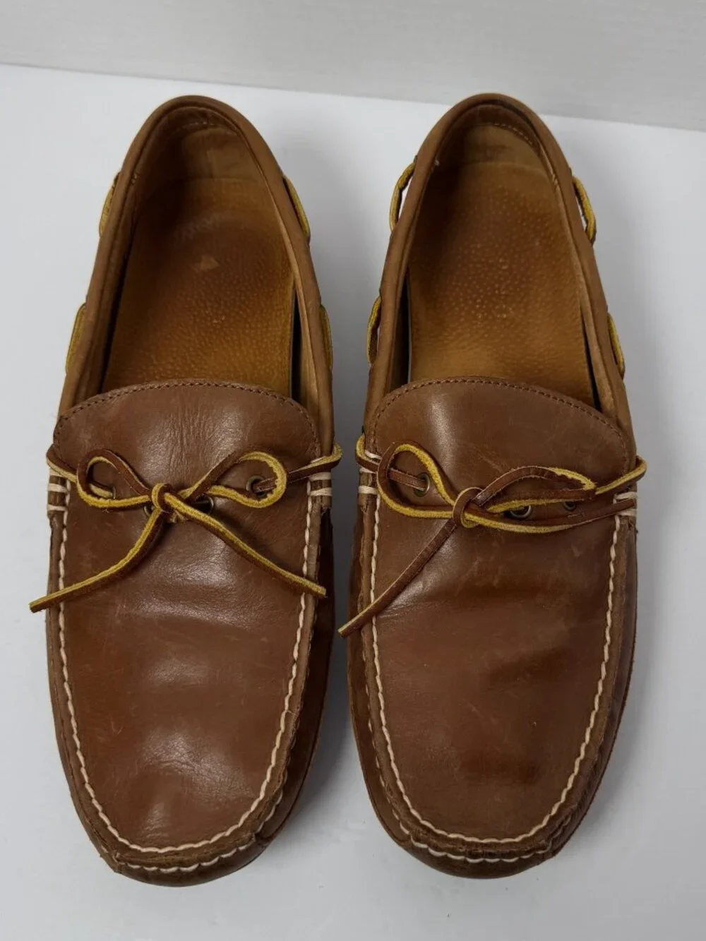 Polo Ralph Lauren Wyndings Driving Loafers Mens 11.5D Tan Leather Moc Toe Shoes